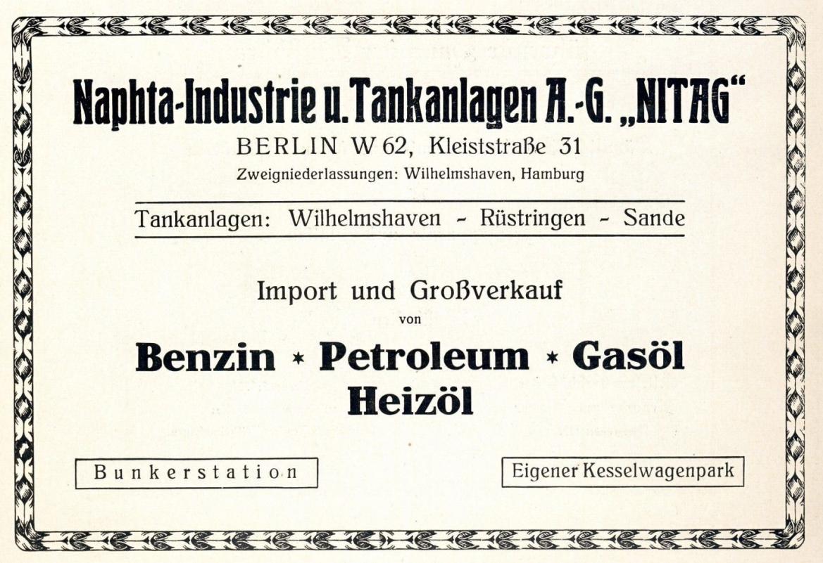 Werbeanzeige NITAG 20-er Jahre