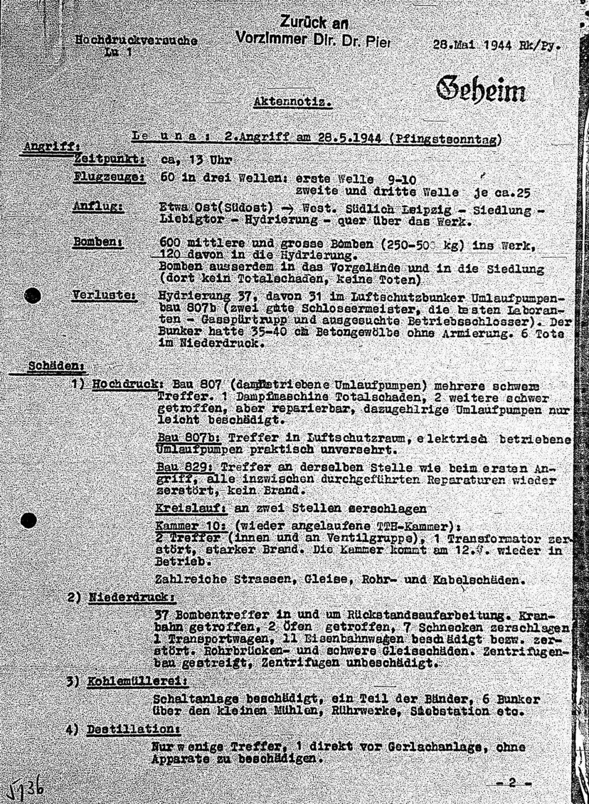 Aktennotiz zum Angriff am 28.5.1944 