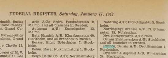 Federal Register Auszug 17.1.1942