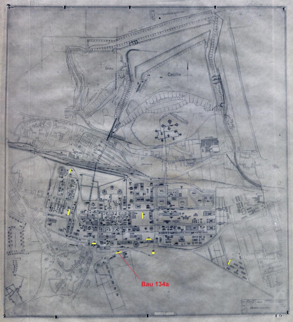 Karte ehemaliger Bunkerstandorte der Wintershall A.G., Werk Lützkendorf