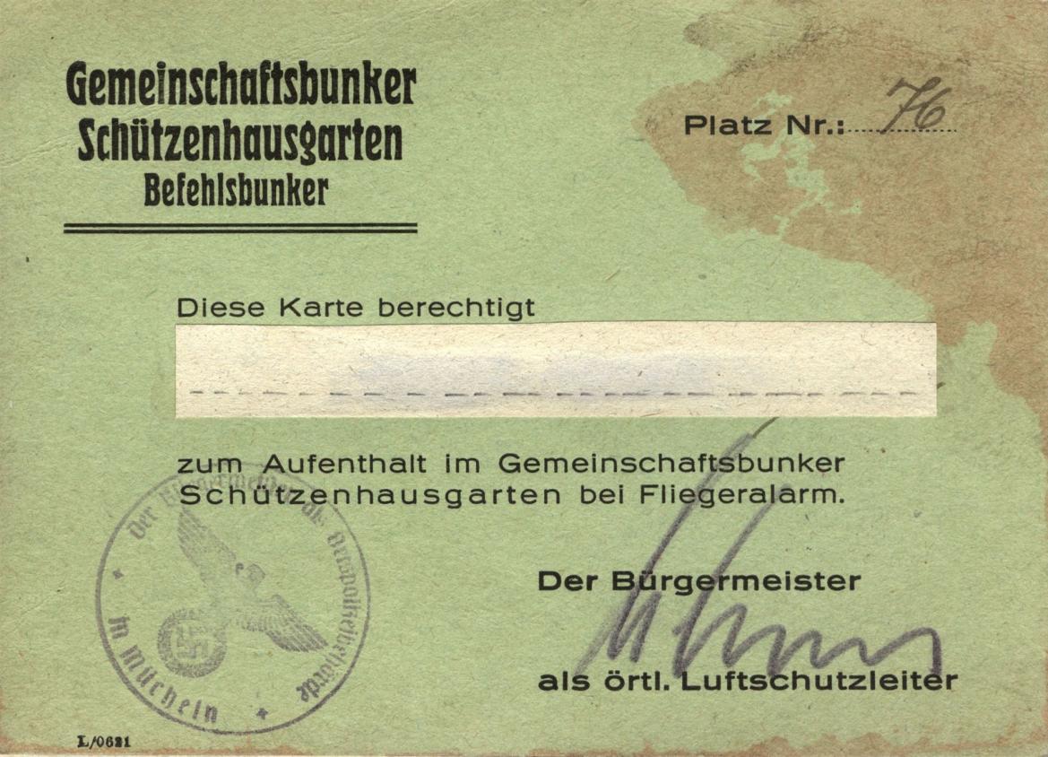 Bunkerberechtigungskarte Mücheln